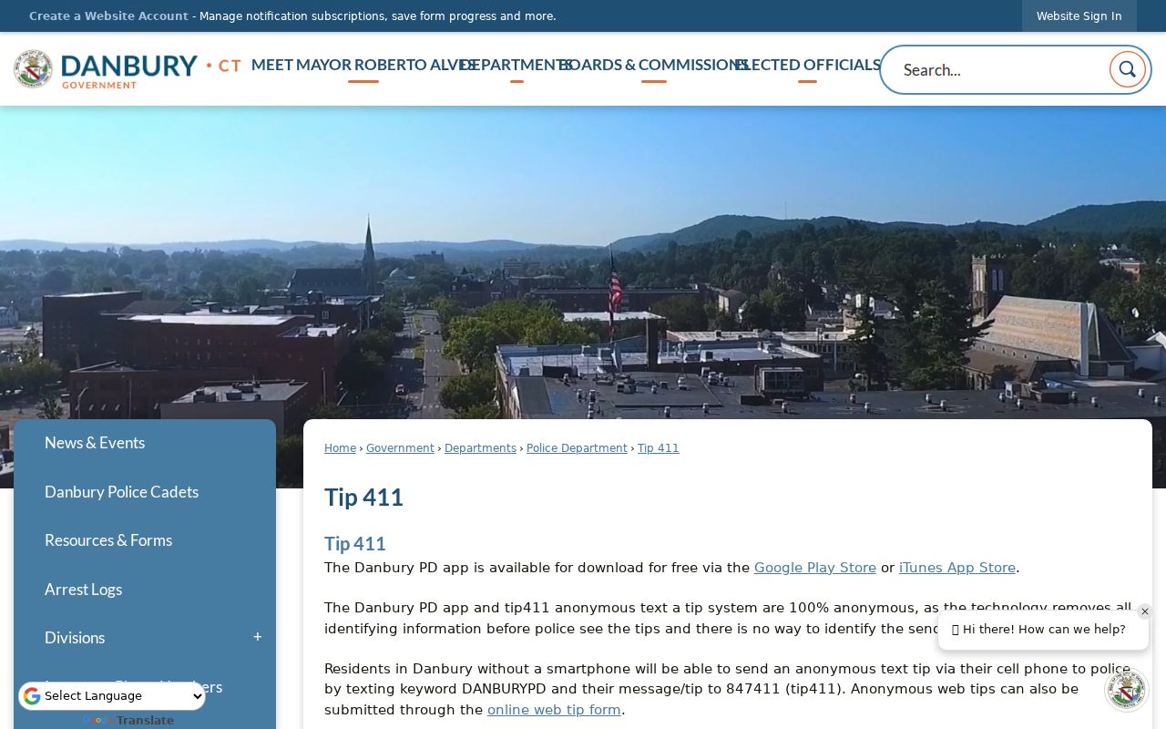Danbury criminal records Tip411 police app and alerts
