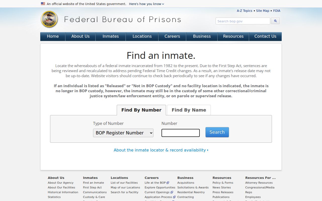 Danbury criminal history federal Bureau of Prisons locator